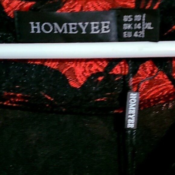 Homeyee Women's Size 10 V-Neck Dress Red and Black Beauty! NWT - Picture 5 of 8